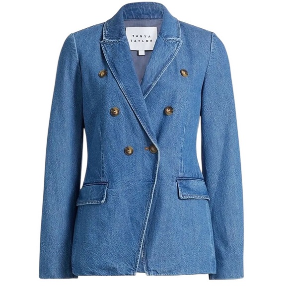 Tanya Taylor Michelle‎ Tailored Denim Blazer Jacket Size 2 NWT - Picture 1 of 10